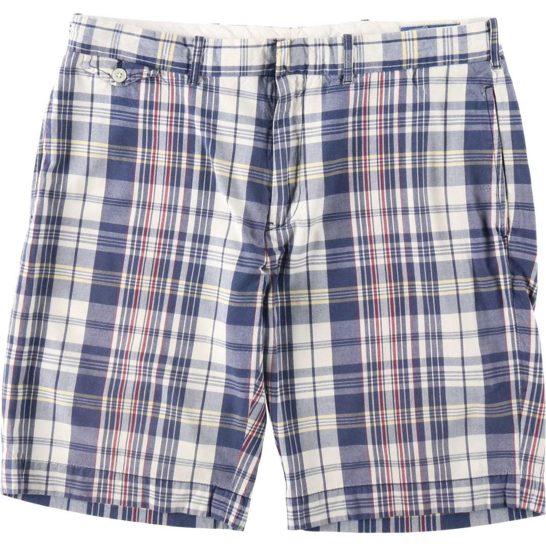 Ralph Lauren POLO by Ralph Lauren Check Pattern Cotton Shorts Short Pants Men's W35 cotton navy blue type Vintage Second Hand