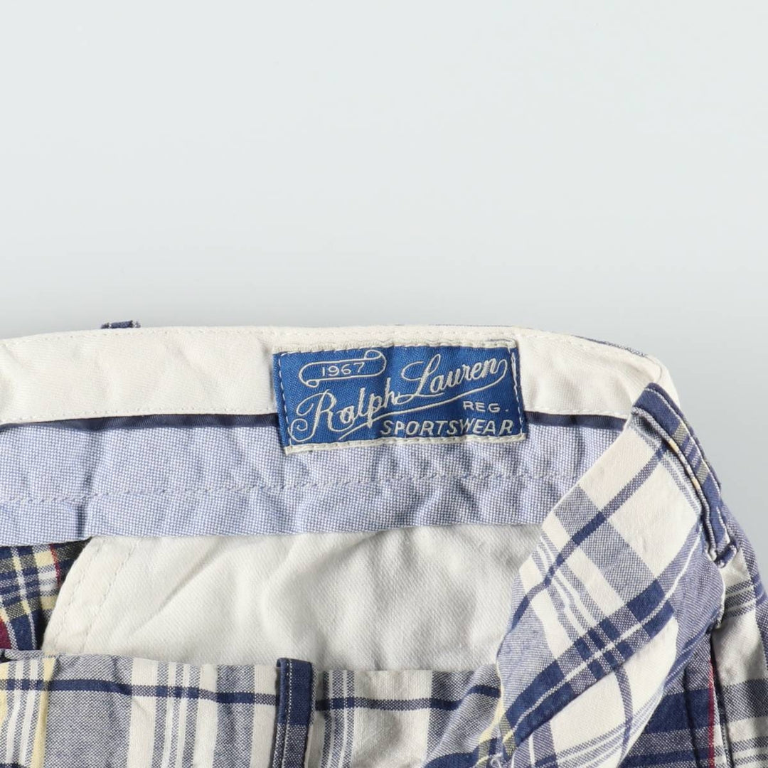 Ralph Lauren POLO by Ralph Lauren Check Pattern Cotton Shorts Short Pants Men's W35 cotton navy blue type Vintage Second Hand
