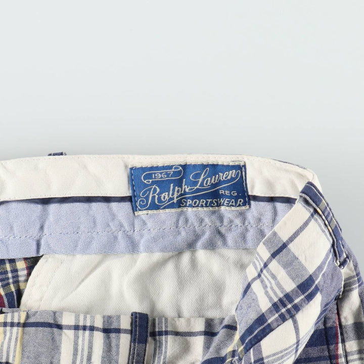 Ralph Lauren POLO by Ralph Lauren Check Pattern Cotton Shorts Short Pants Men's W35 cotton navy blue type Vintage Second Hand