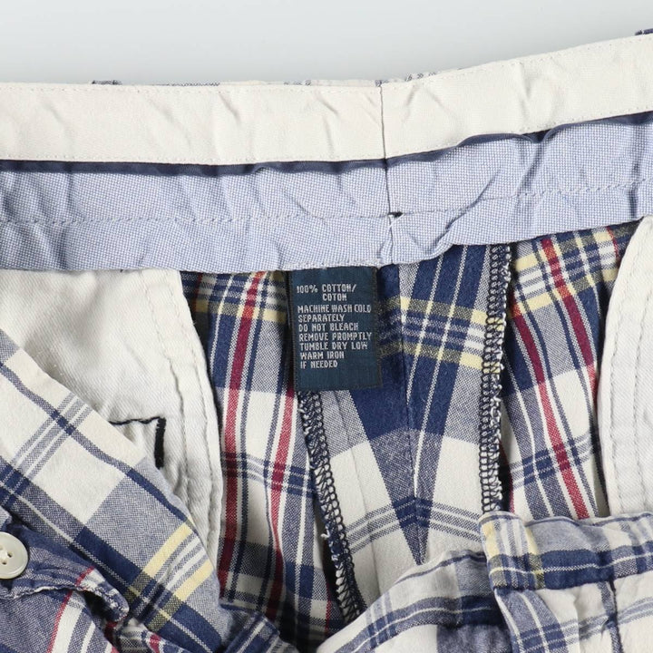 Ralph Lauren POLO by Ralph Lauren Check Pattern Cotton Shorts Short Pants Men's W35 cotton navy blue type Vintage Second Hand