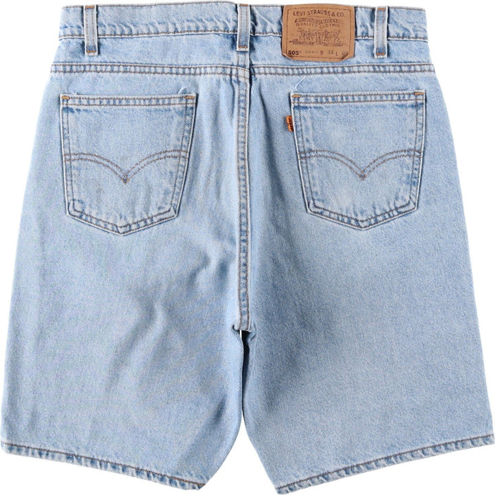 90'S Levi's 505 Regular Fit Orange Tab Denim Shorts, Made in USA, Men's Size W34 (approx.), Vintage cotton blue type Vintage Second Hand