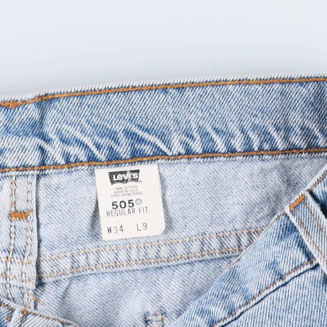 90'S Levi's 505 Regular Fit Orange Tab Denim Shorts, Made in USA, Men's Size W34 (approx.), Vintage cotton blue type Vintage Second Hand