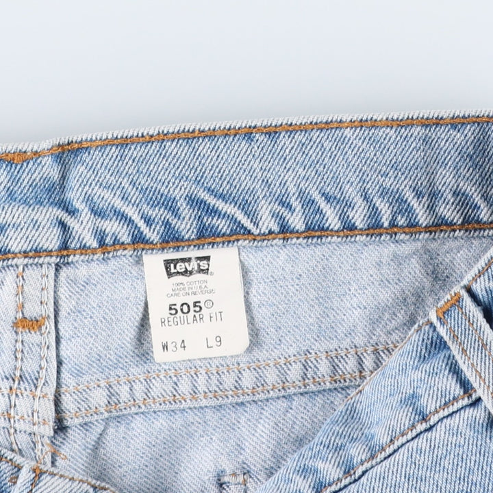 90'S Levi's 505 Regular Fit Orange Tab Denim Shorts, Made in USA, Men's Size W34 (approx.), Vintage cotton blue type Vintage Second Hand