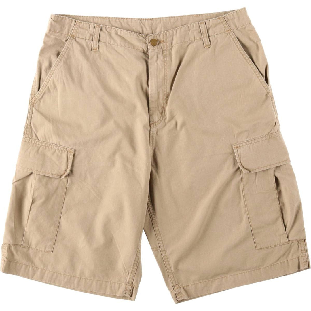 Carhartt CARGO BERMUDA Ripstop Cargo Shorts (Men's W37 equivalent) cotton beige type brown Vintage Second Hand