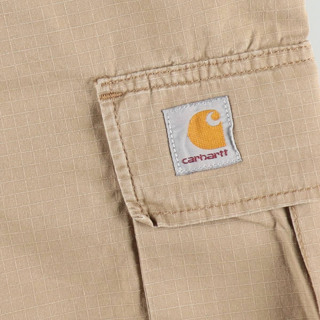 Carhartt CARGO BERMUDA Ripstop Cargo Shorts (Men's W37 equivalent) cotton beige type brown Vintage Second Hand