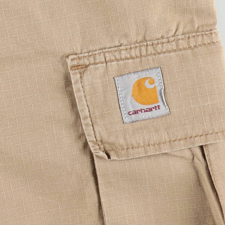 Carhartt CARGO BERMUDA Ripstop Cargo Shorts (Men's W37 equivalent) cotton beige type brown Vintage Second Hand