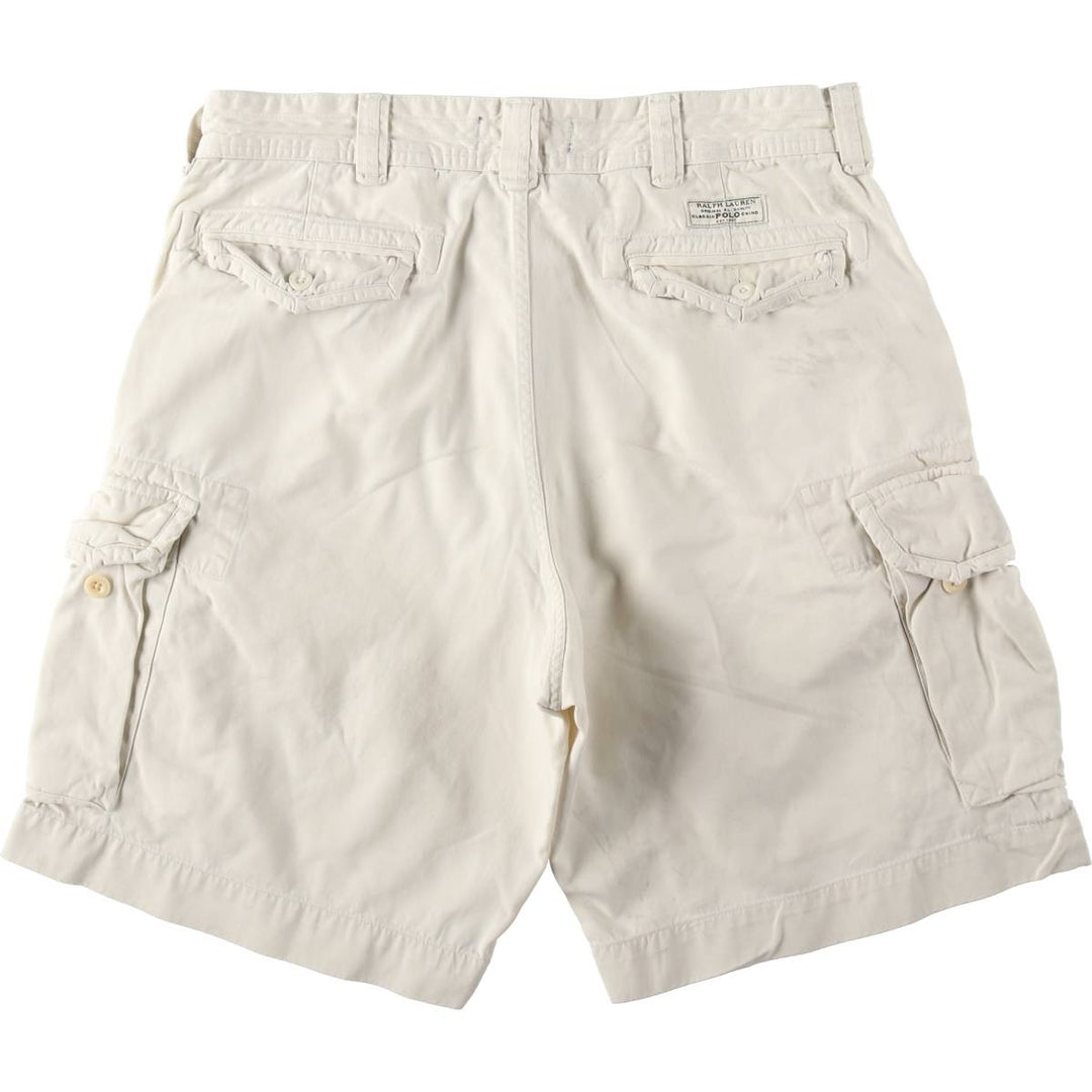 Ralph Lauren POLO by Ralph Lauren cargo shorts, short pants, men's size w36 cotton ivory Vintage Second Hand