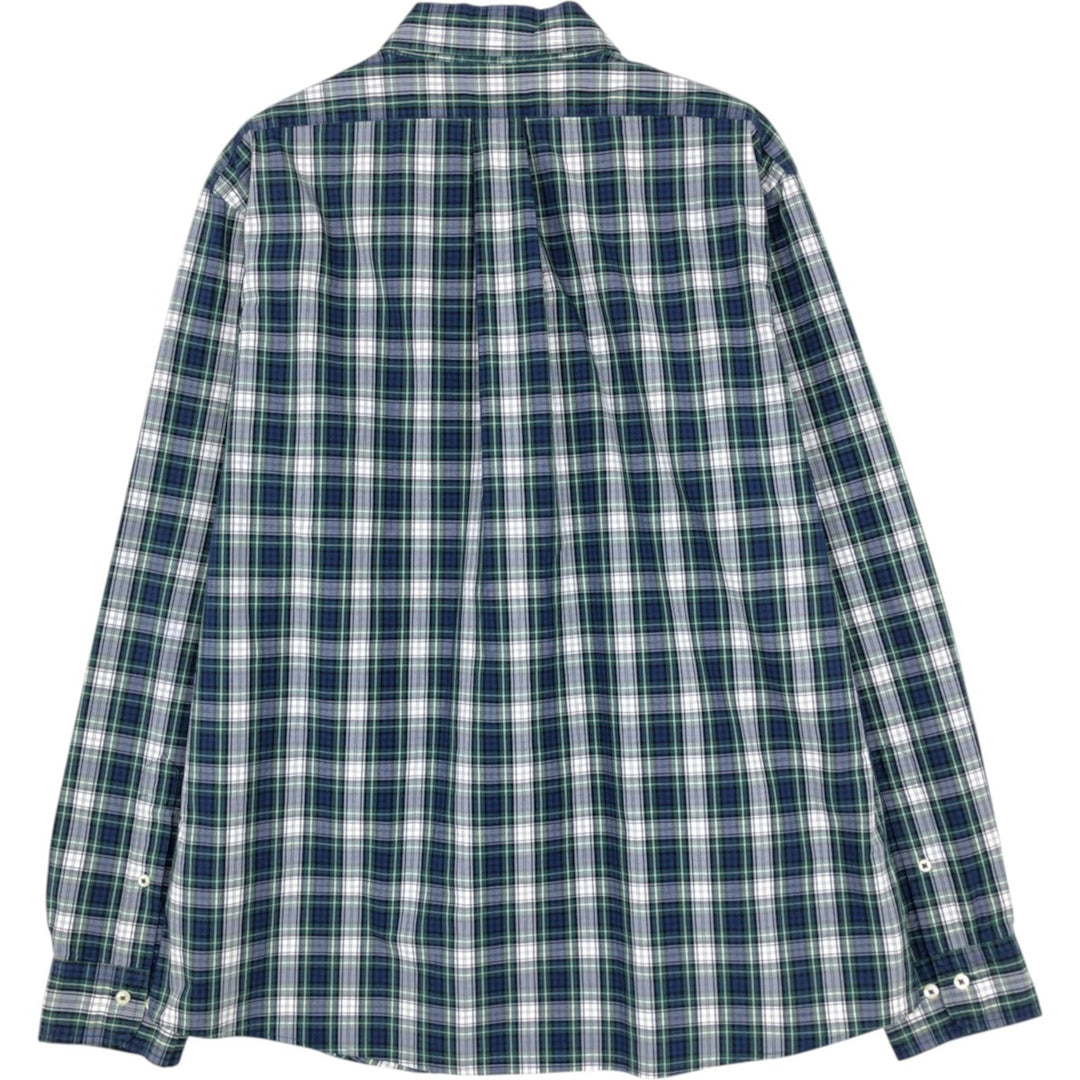Brooks Brothers Est.1818 Long Sleeve Button-Down Check Shirt, Men's Size L cotton navy blue type Vintage Second Hand