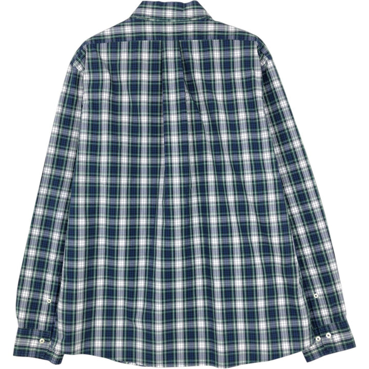Brooks Brothers Est.1818 Long Sleeve Button-Down Check Shirt, Men's Size L cotton navy blue type Vintage Second Hand