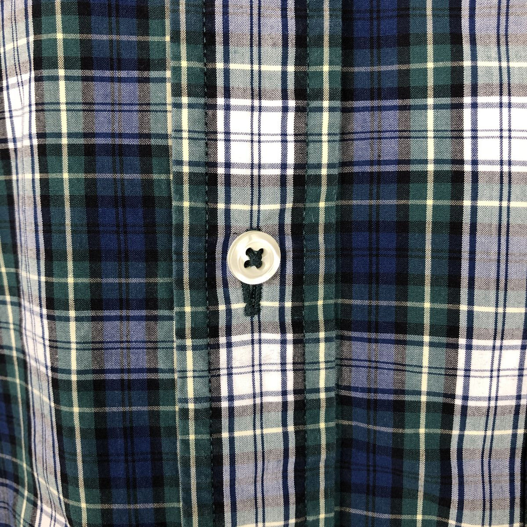 Brooks Brothers Est.1818 Long Sleeve Button-Down Check Shirt, Men's Size L cotton navy blue type Vintage Second Hand
