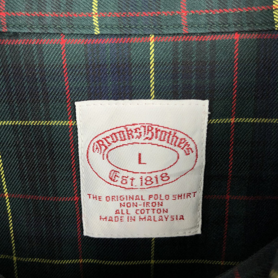 Brooks Brothers Est.1818 Long Sleeve Button-Down Check Shirt, Men's Size L cotton green type Vintage Second Hand