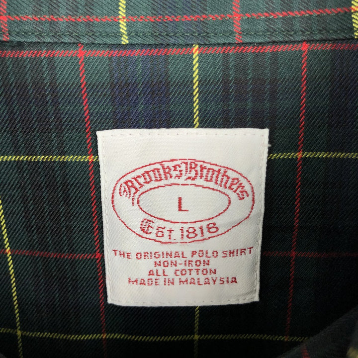 Brooks Brothers Est.1818 Long Sleeve Button-Down Check Shirt, Men's Size L cotton green type Vintage Second Hand