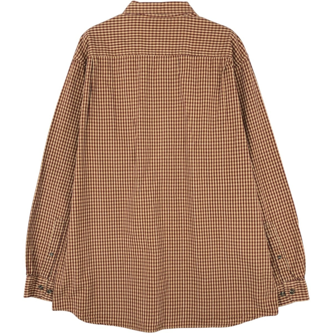2000'S Columbia long-sleeved button-down check shirt, men's size L cotton brown type Vintage Second Hand