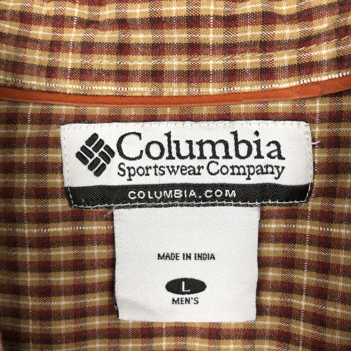 2000'S Columbia long-sleeved button-down check shirt, men's size L cotton brown type Vintage Second Hand