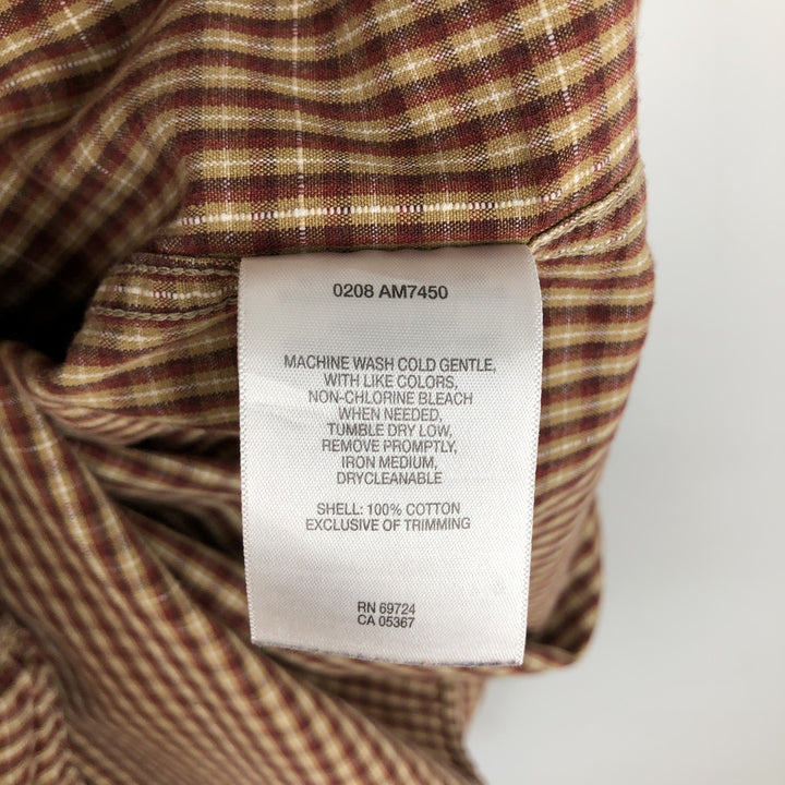 2000'S Columbia long-sleeved button-down check shirt, men's size L cotton brown type Vintage Second Hand