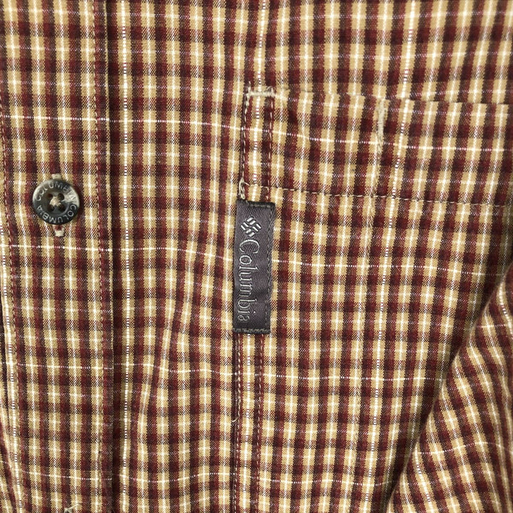 2000'S Columbia long-sleeved button-down check shirt, men's size L cotton brown type Vintage Second Hand