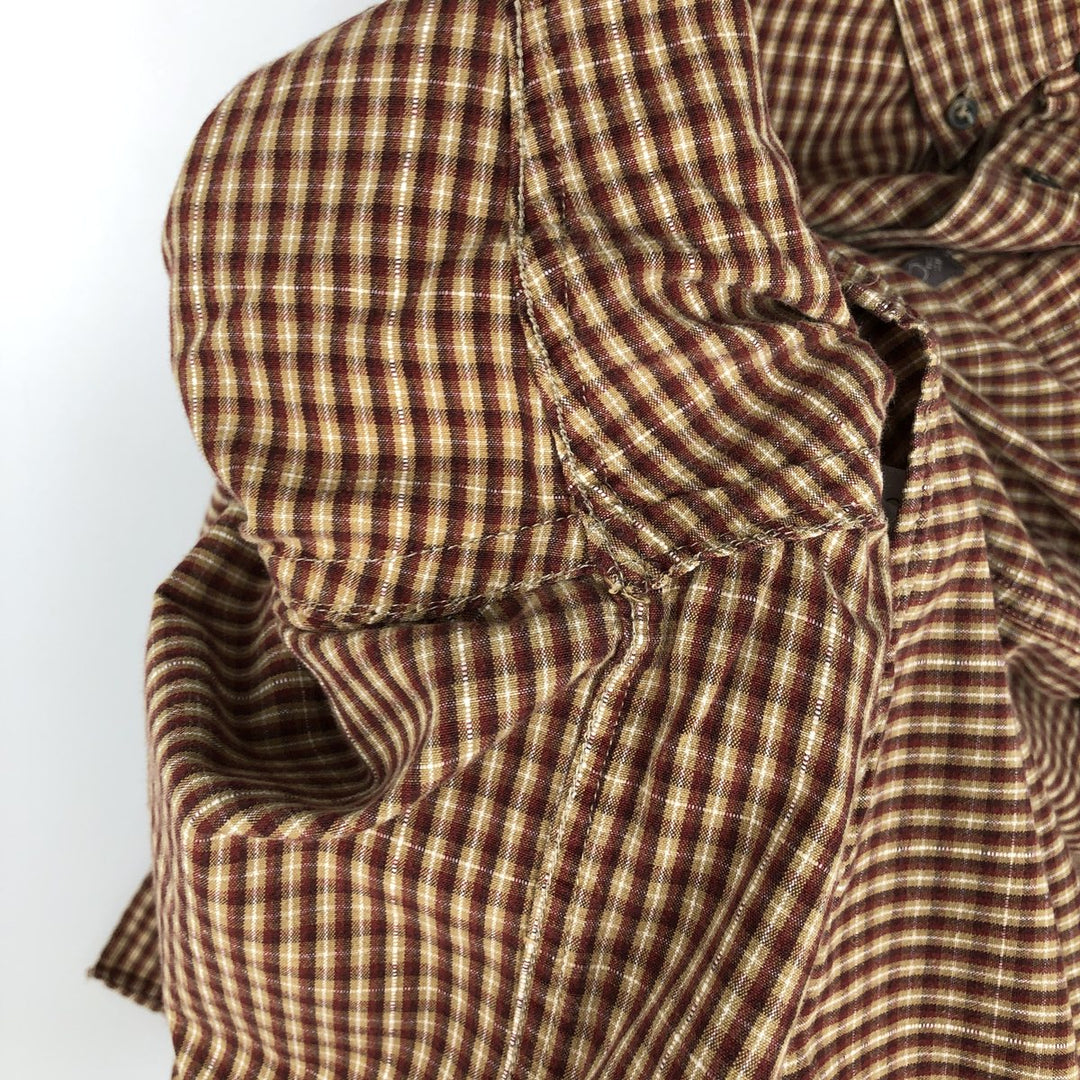2000'S Columbia long-sleeved button-down check shirt, men's size L cotton brown type Vintage Second Hand
