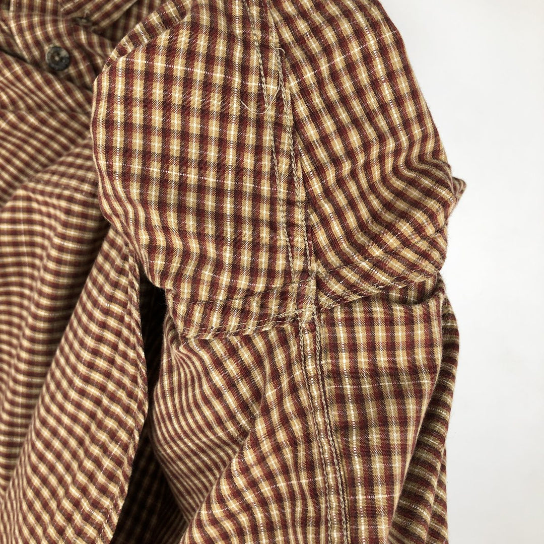 2000'S Columbia long-sleeved button-down check shirt, men's size L cotton brown type Vintage Second Hand