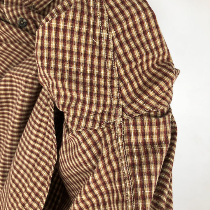 2000'S Columbia long-sleeved button-down check shirt, men's size L cotton brown type Vintage Second Hand