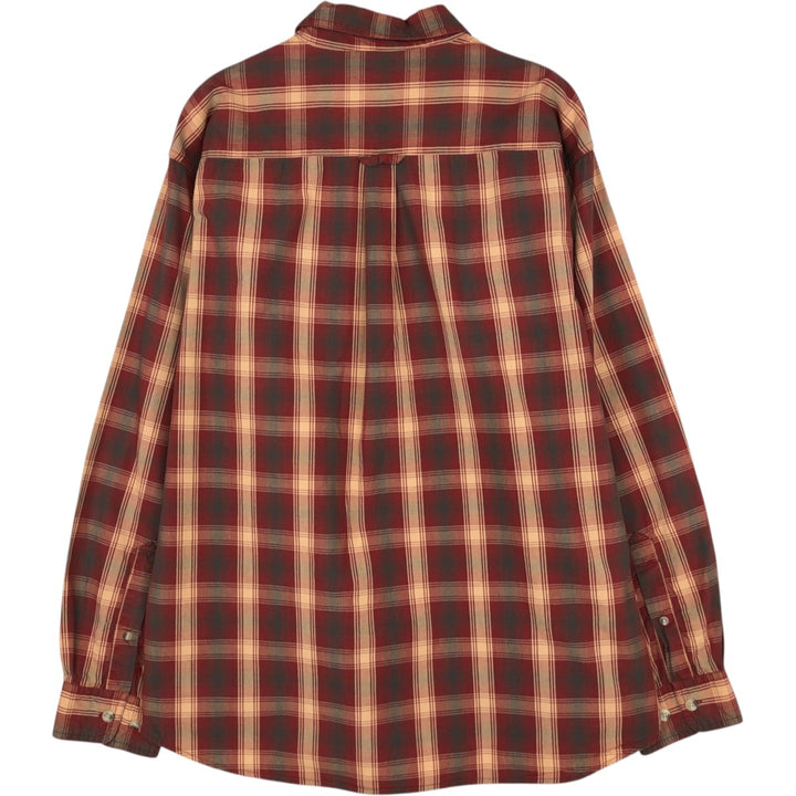 2000'S Columbia long-sleeved button-down check shirt, men's size L cotton burgundy type Vintage Second Hand