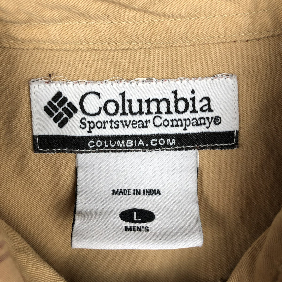 2000'S Columbia long-sleeved button-down check shirt, men's size L cotton burgundy type Vintage Second Hand