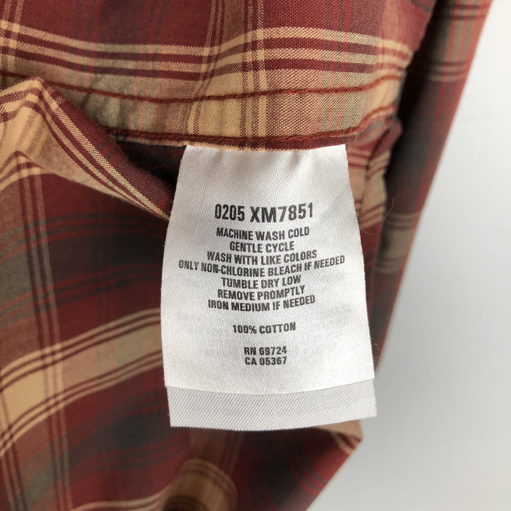 2000'S Columbia long-sleeved button-down check shirt, men's size L cotton burgundy type Vintage Second Hand