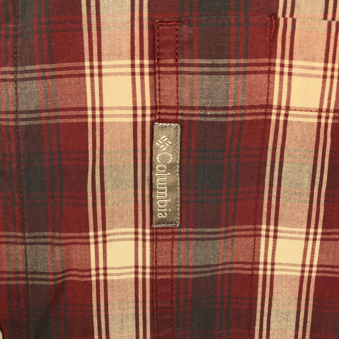 2000'S Columbia long-sleeved button-down check shirt, men's size L cotton burgundy type Vintage Second Hand