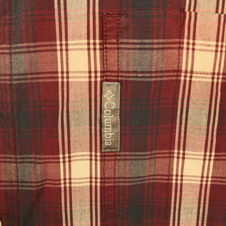 2000'S Columbia long-sleeved button-down check shirt, men's size L cotton burgundy type Vintage Second Hand
