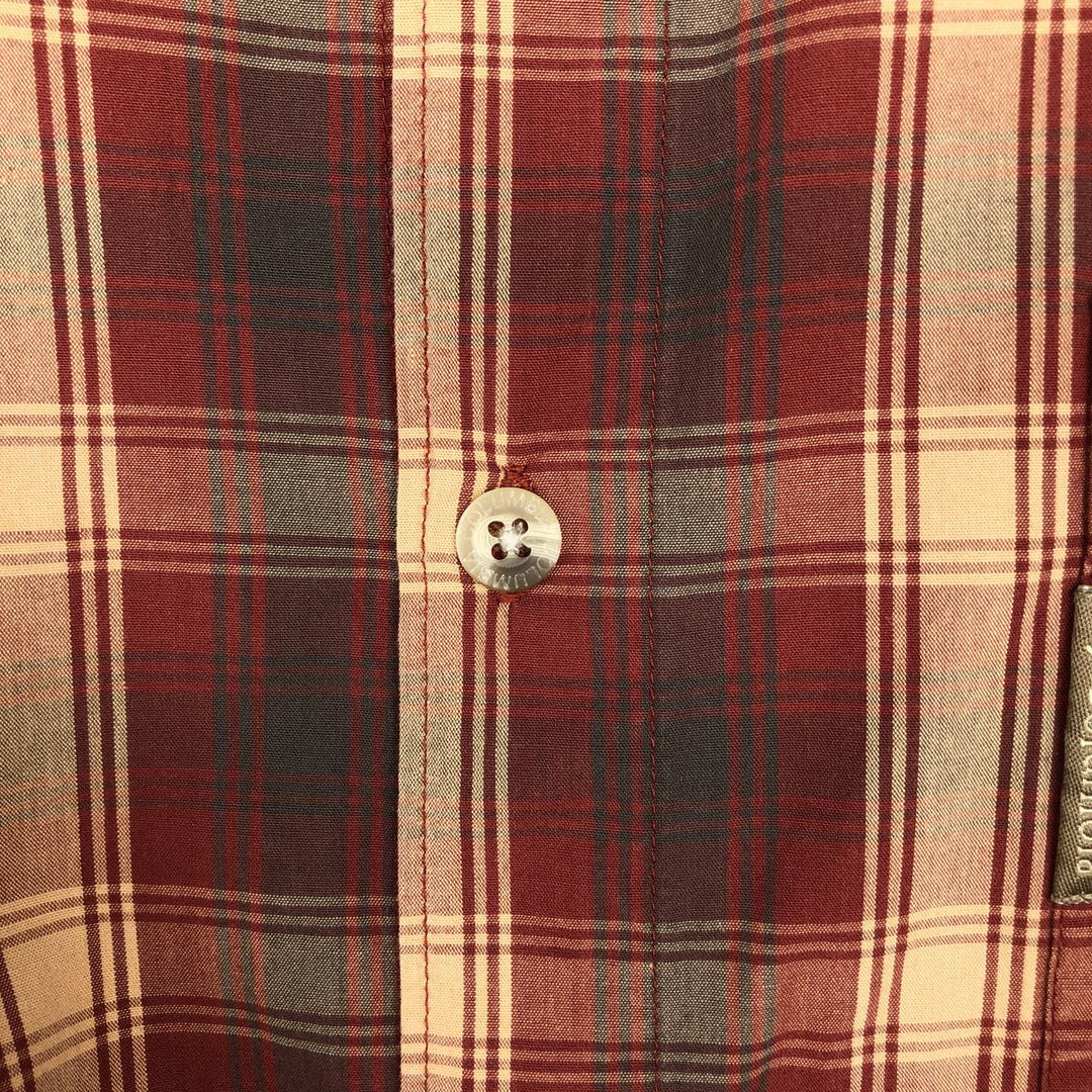 2000'S Columbia long-sleeved button-down check shirt, men's size L cotton burgundy type Vintage Second Hand
