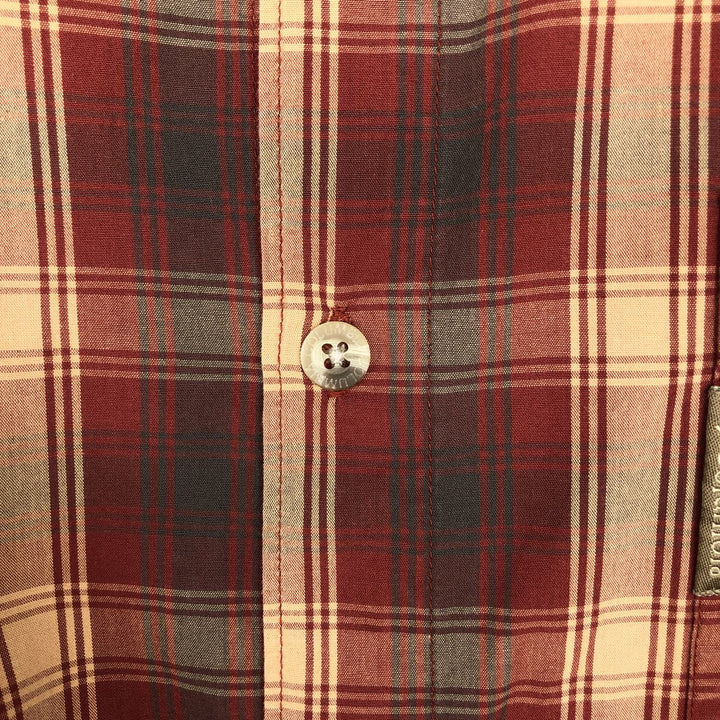 2000'S Columbia long-sleeved button-down check shirt, men's size L cotton burgundy type Vintage Second Hand