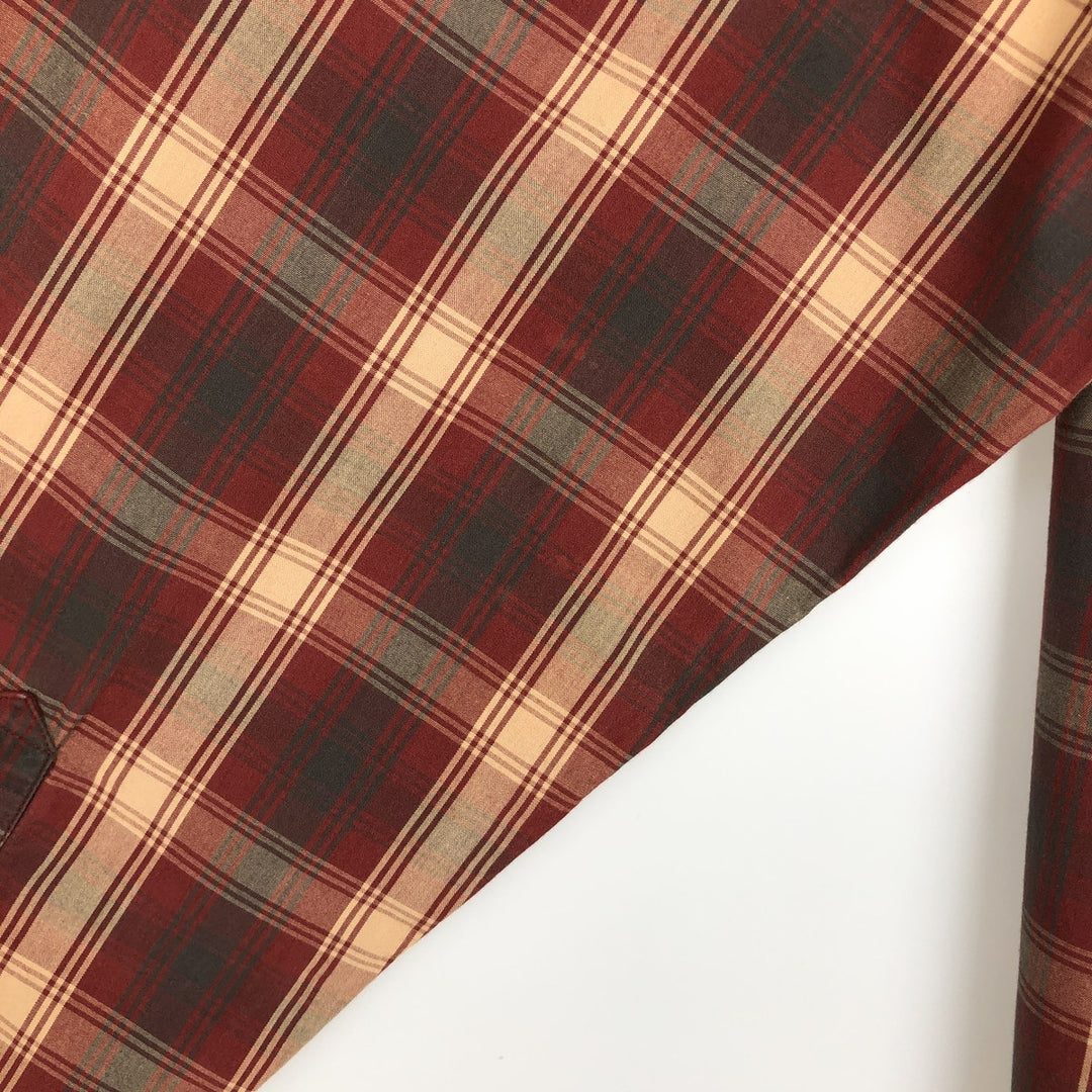 2000'S Columbia long-sleeved button-down check shirt, men's size L cotton burgundy type Vintage Second Hand