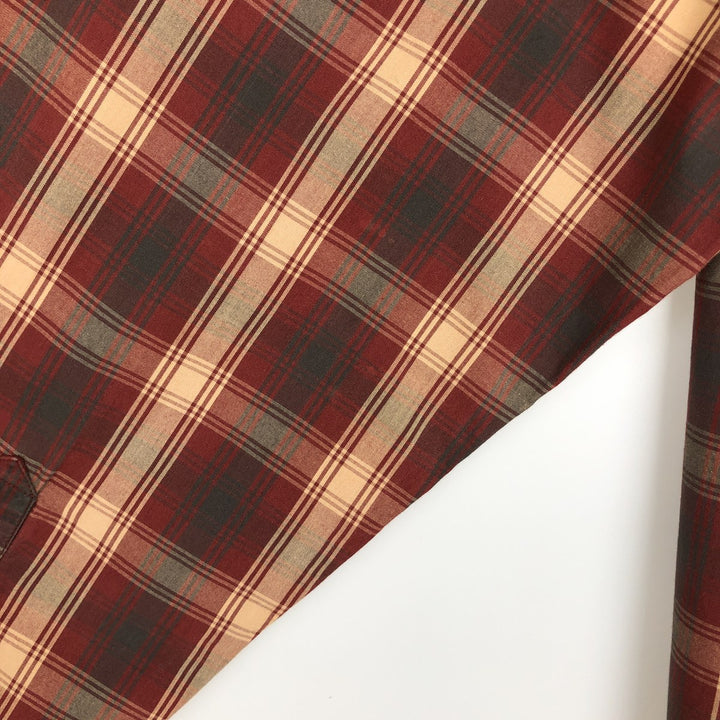 2000'S Columbia long-sleeved button-down check shirt, men's size L cotton burgundy type Vintage Second Hand