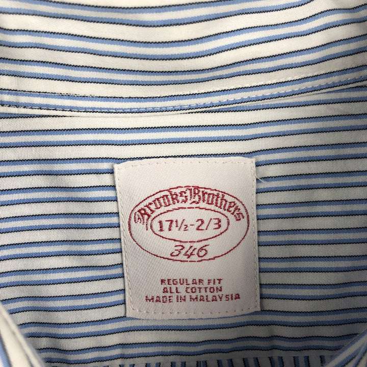 Brooks Brothers 346 Wide Collar Long Sleeve Striped Shirt, Men's Size XXL (approx.) cotton white type Vintage Second Hand