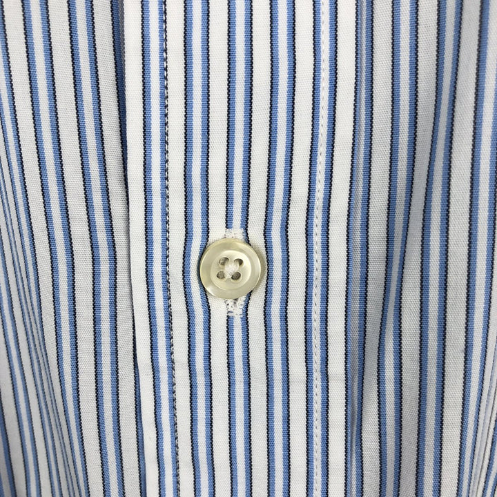 Brooks Brothers 346 Wide Collar Long Sleeve Striped Shirt, Men's Size XXL (approx.) cotton white type Vintage Second Hand
