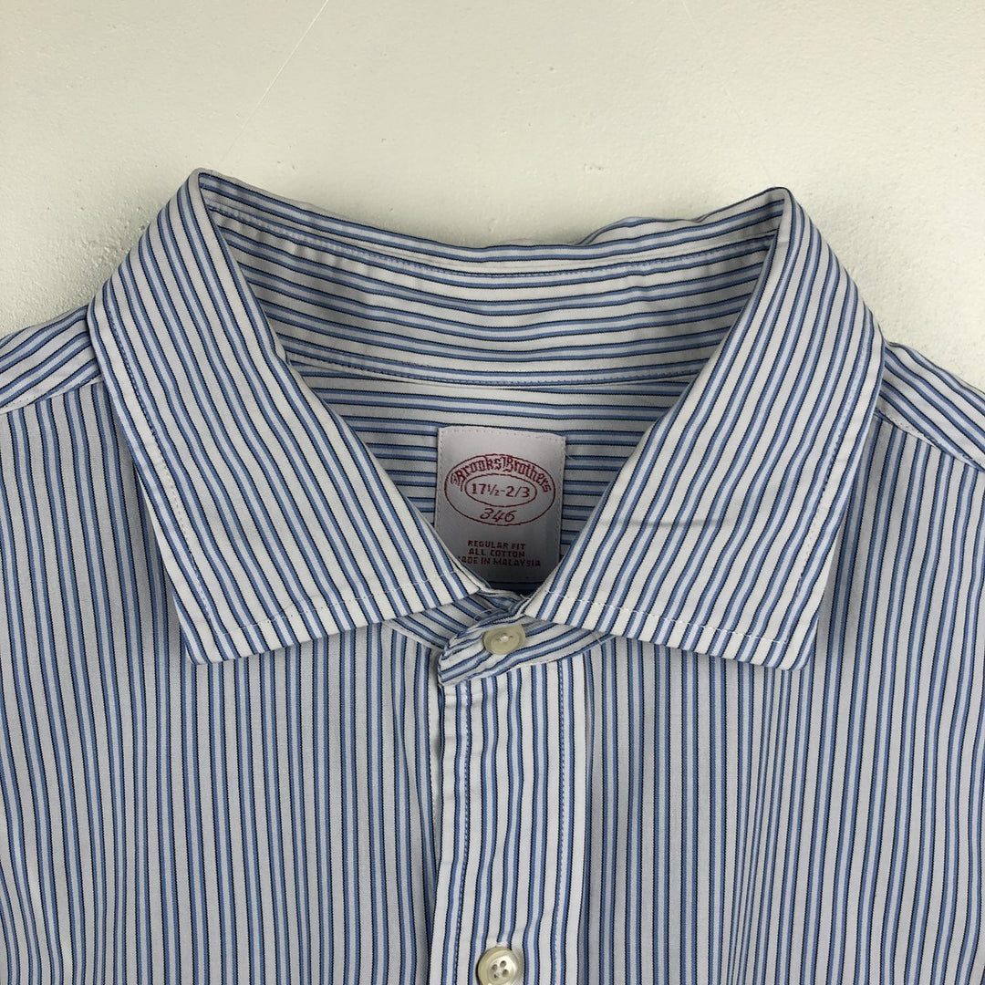 Brooks Brothers 346 Wide Collar Long Sleeve Striped Shirt, Men's Size XXL (approx.) cotton white type Vintage Second Hand