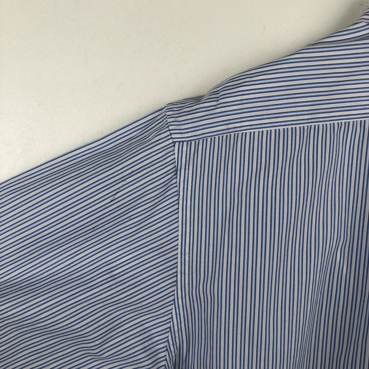 Brooks Brothers 346 Wide Collar Long Sleeve Striped Shirt, Men's Size XXL (approx.) cotton white type Vintage Second Hand