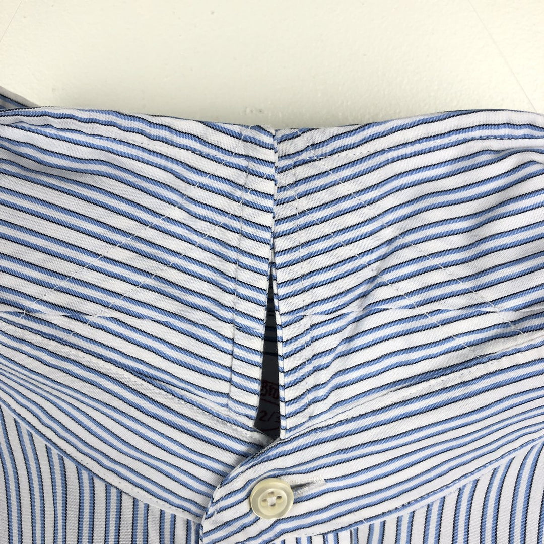 Brooks Brothers 346 Wide Collar Long Sleeve Striped Shirt, Men's Size XXL (approx.) cotton white type Vintage Second Hand