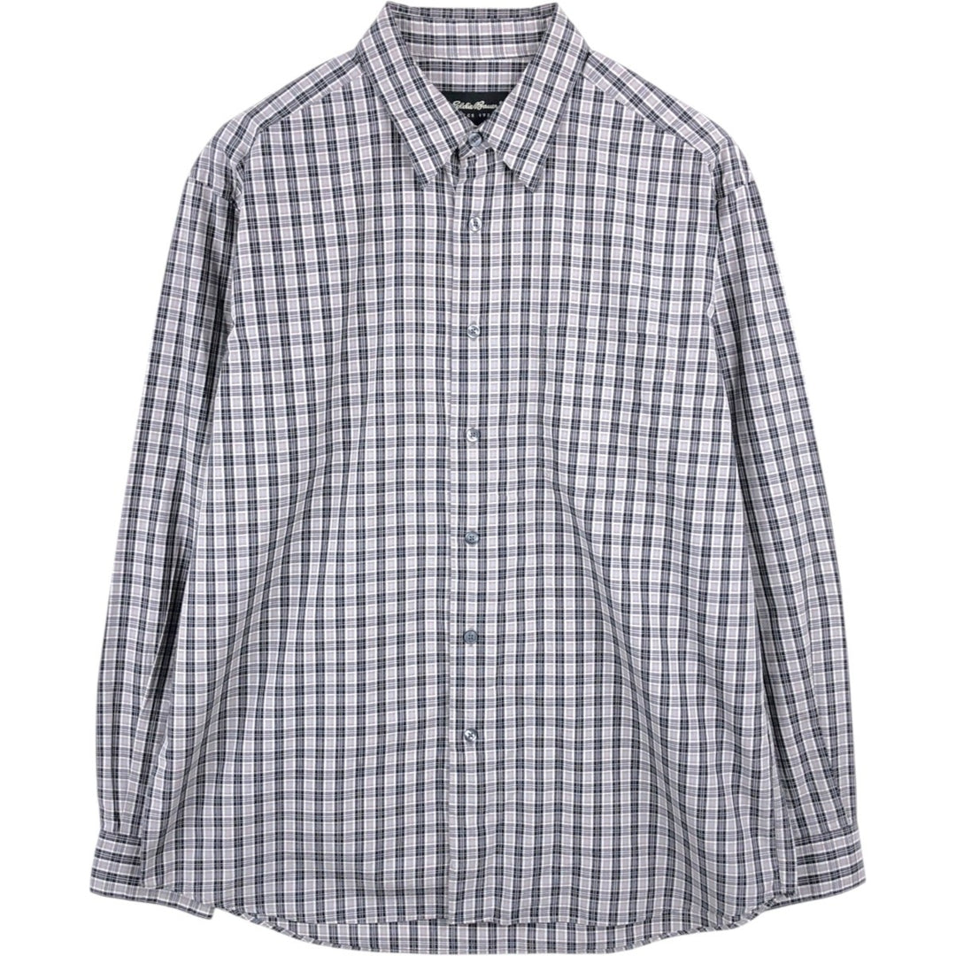 Eddie Bauer Men's Long Sleeve Cotton Check Shirt, Size L cotton gray type Vintage Second Hand