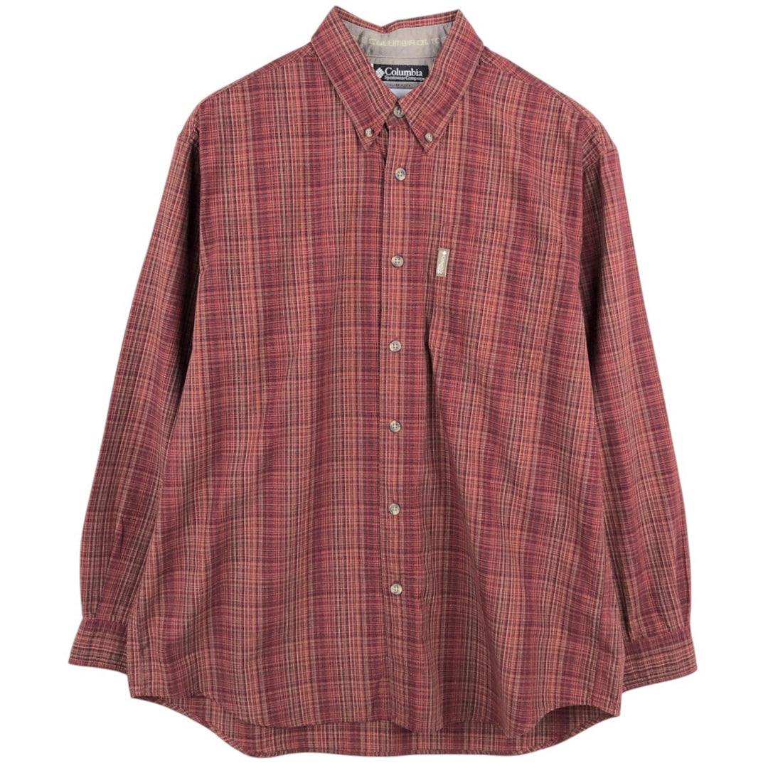 2000'S Columbia XCO Long-Sleeve Button-Down Check Shirt, Men's Size M (approx.) cotton red type reddish brown Vintage Second Hand
