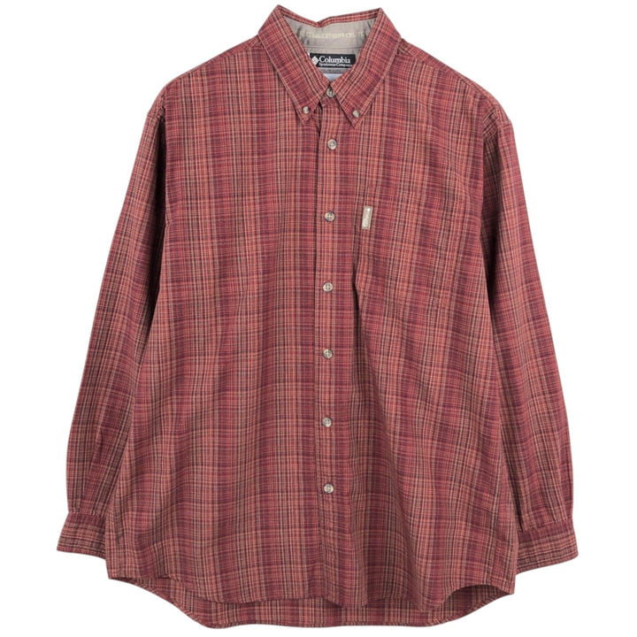 2000'S Columbia XCO Long-Sleeve Button-Down Check Shirt, Men's Size M (approx.) cotton red type reddish brown Vintage Second Hand