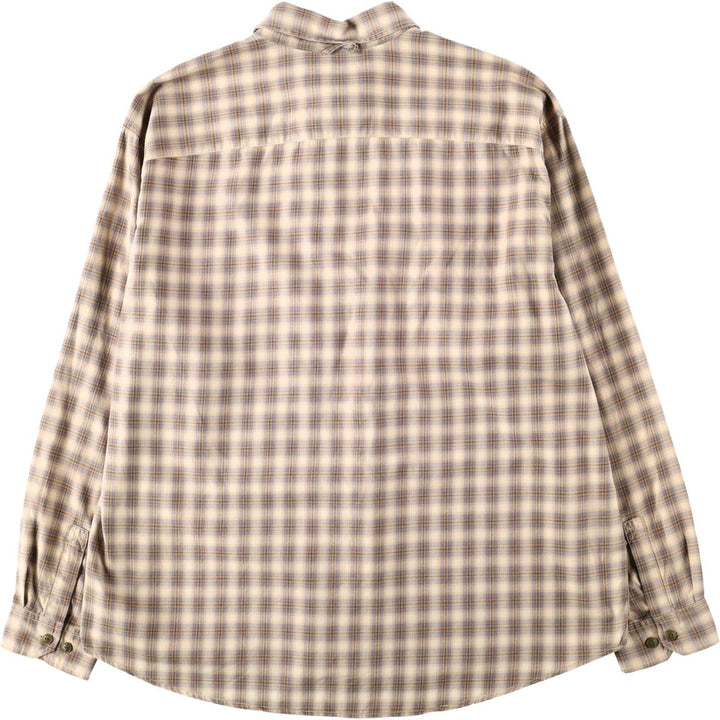 Eddie Bauer Ombre Check Long-Sleeve Cotton Check Shirt, Men's Size XL (approx.) cotton Beige type Vintage Second Hand