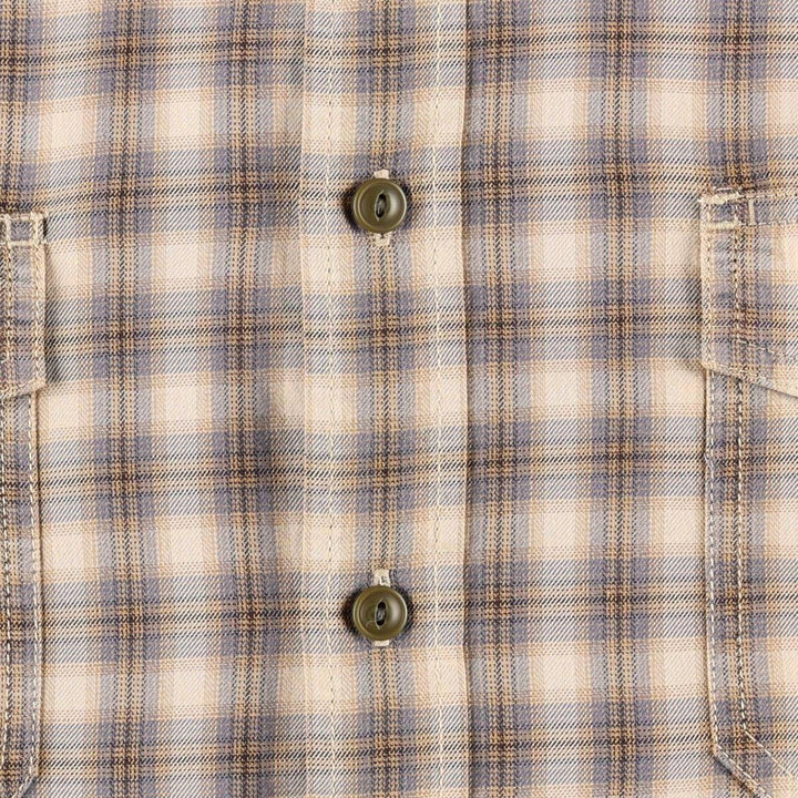 Eddie Bauer Ombre Check Long-Sleeve Cotton Check Shirt, Men's Size XL (approx.) cotton Beige type Vintage Second Hand