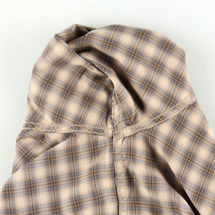 Eddie Bauer Ombre Check Long-Sleeve Cotton Check Shirt, Men's Size XL (approx.) cotton Beige type Vintage Second Hand