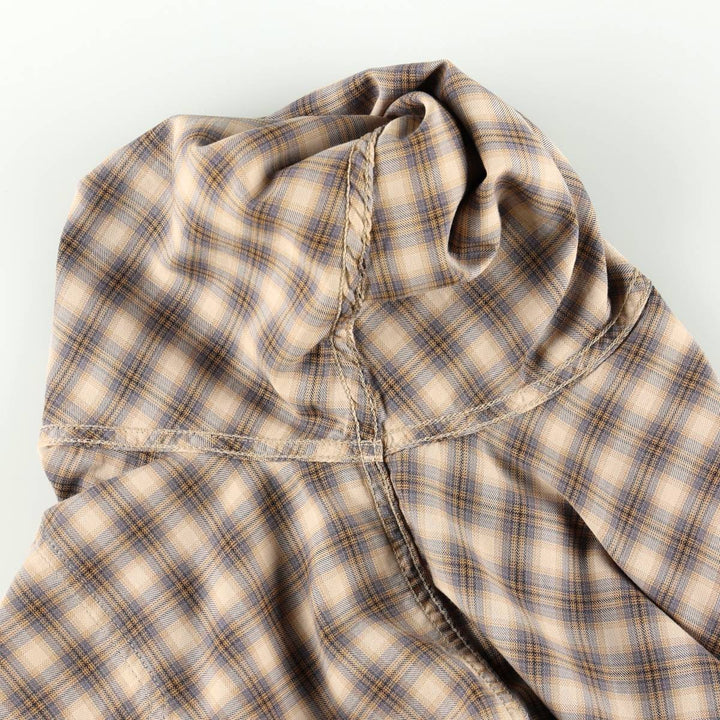 Eddie Bauer Ombre Check Long-Sleeve Cotton Check Shirt, Men's Size XL (approx.) cotton Beige type Vintage Second Hand