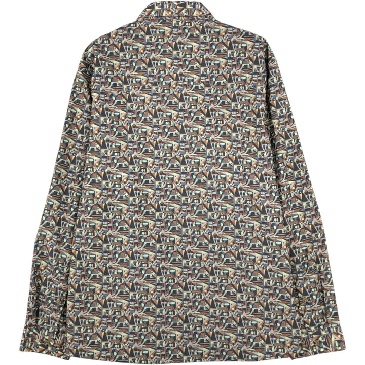 Patagonia 52198SP24 All-over print hidden button-down long-sleeve button-down shirt, men's size M (approx.) Nylon Charcoal Vintage Second Hand