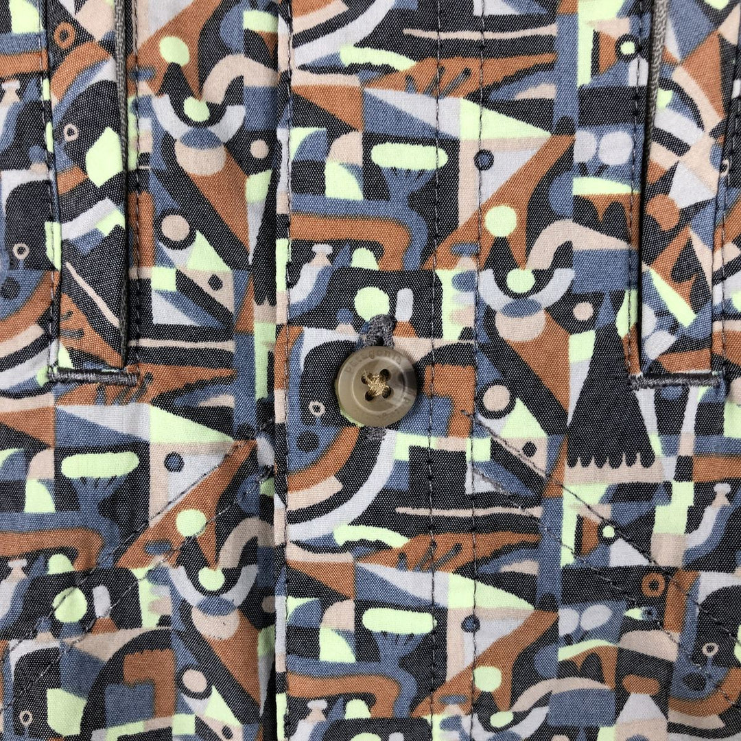Patagonia 52198SP24 All-over print hidden button-down long-sleeve button-down shirt, men's size M (approx.) Nylon Charcoal Vintage Second Hand
