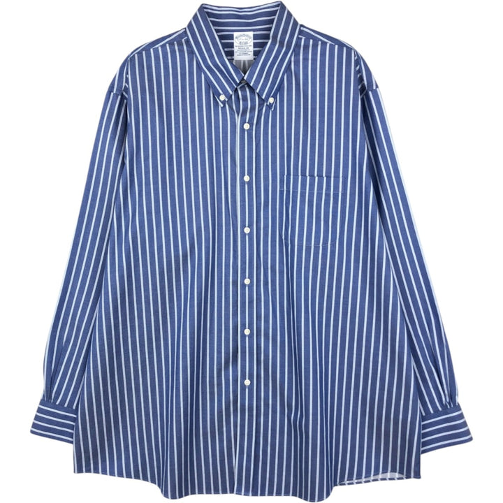 Brooks Brothers Est.1818 Regular Long-Sleeve Button-Down Striped Shirt, Men's Size XL (approx.) Supima Cotton blue type Vintage Second Hand