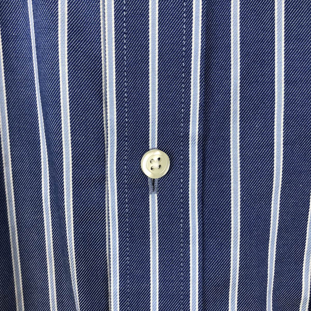 Brooks Brothers Est.1818 Regular Long-Sleeve Button-Down Striped Shirt, Men's Size XL (approx.) Supima Cotton blue type Vintage Second Hand