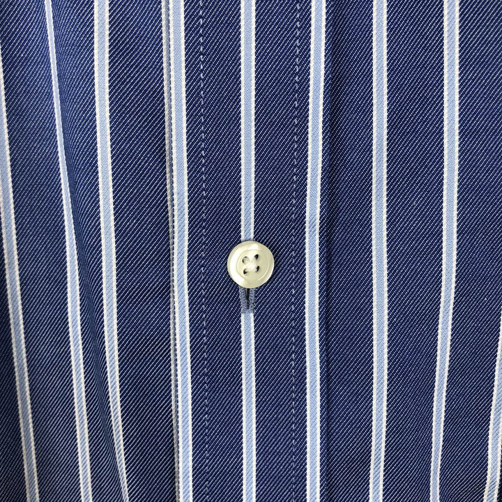 Brooks Brothers Est.1818 Regular Long-Sleeve Button-Down Striped Shirt, Men's Size XL (approx.) Supima Cotton blue type Vintage Second Hand