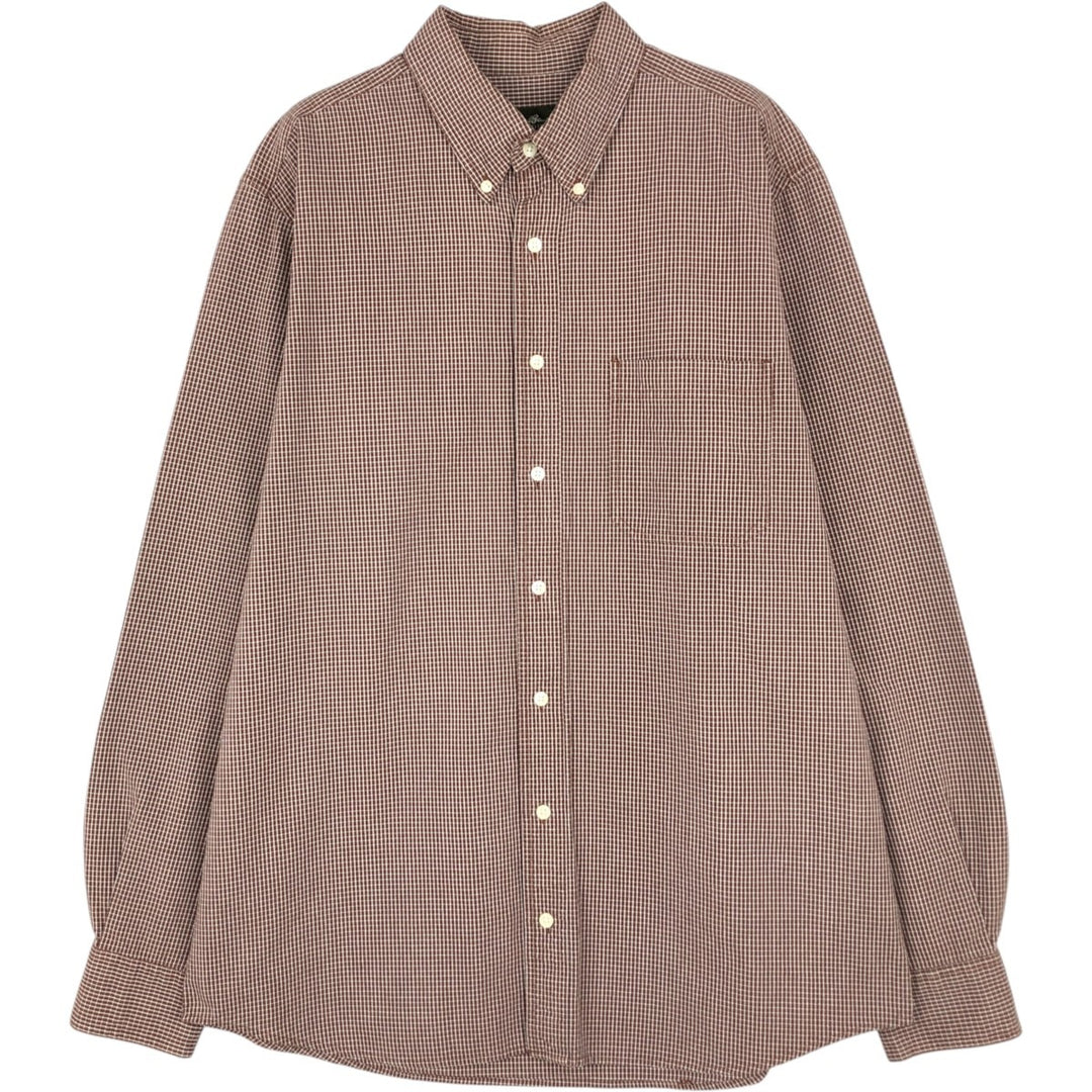 Eddie Bauer Relaxed Fit Long-Sleeve Button-Down Check Shirt, Men's Size L (approx.) cotton brown type Vintage Second Hand